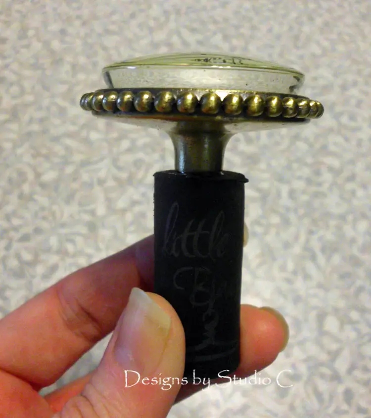How to Make a Wine Bottle Stopper with a Drawer Knob close up side