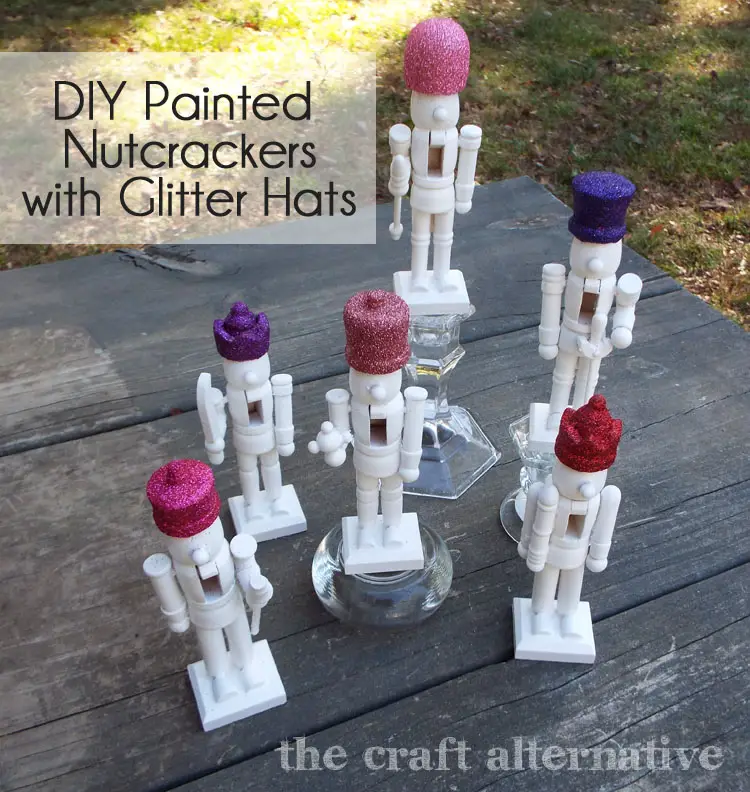 DIY Painted Nutcrackers with Glitter Hats 