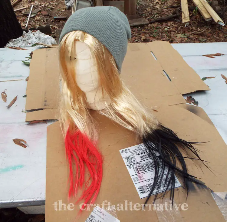 Make It Yourself Harley Quinn Costume painting the wig