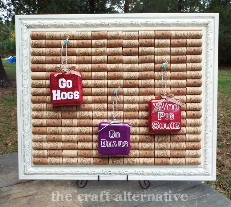 Making a Cork Board with Wine Corks frame with ornaments