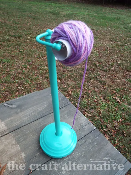 Make a Yarn Holder with a Toilet Paper Stand alternate view of yarn ball