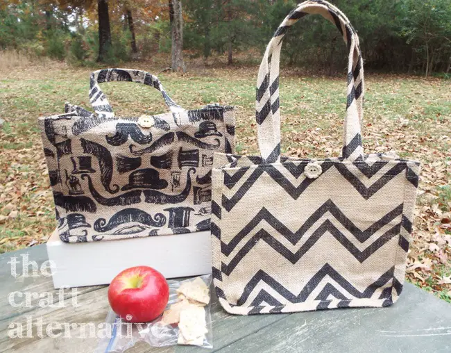 How to Make a Lined Burlap Lunch Bag