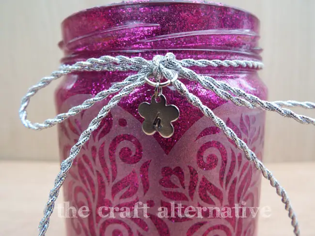 Add Glitter and Frosted Vinyl to a Recycled Jar_Closeup