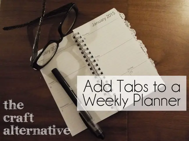Add Tabs to a Weekly Planner