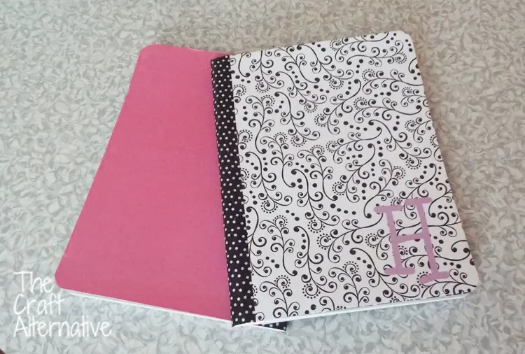 Adding Scrapbooking Paper and Washi Tape to a Composition Notebook_Back