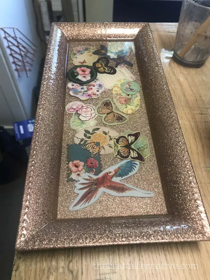 vintage glitter tray